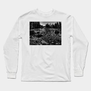 Down By The Stream - Black and White Long Sleeve T-Shirt